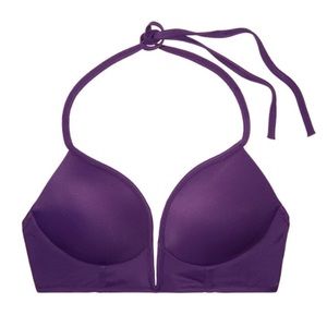 VS PINK Midline Plunge Halter Bikini Top